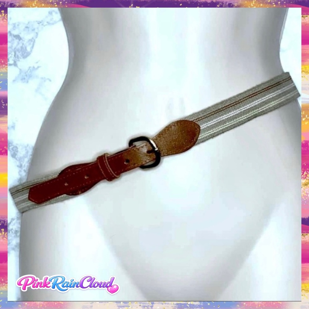 CANVAS 80s Earth Tone Stripe Belt With Stretch Women’s 28 To 32 Inch Waist